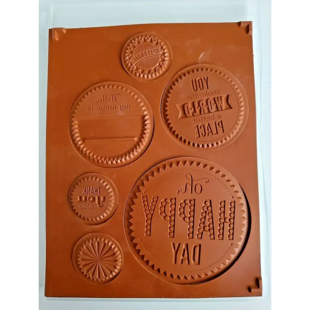 Stampin Up STARBURST SAYINGS Happy Day Name tag THANK YOU Celebrate Badge UNUSED